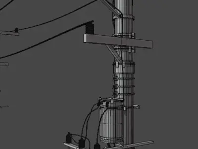 realestic street wire pole  Low-poly 3D model