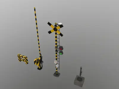 Train Railway Signal Kit Low-poly 3D model