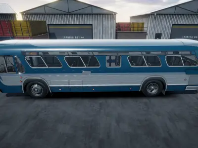 Classic Bus unity asset Low-poly 3D model