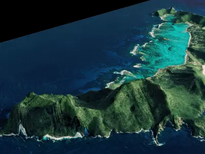 tropical island terrain lord howe island full 3d model Low-poly 3D model