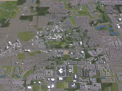 New Albany - 3D City Model Low-poly 3D model