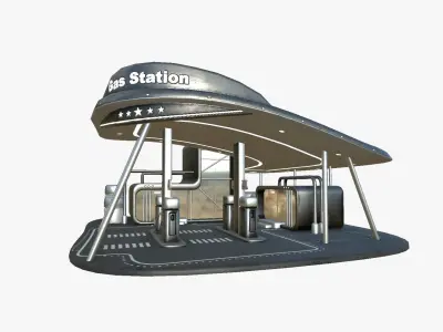 SciFi Gas Station A09 Dark Metal - Sci Fi Exterior Design Low-poly 3D model