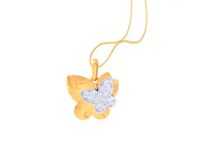 Kids Butterfly Pendants 3dm STL OBJ FBX Renders Details 3D print model