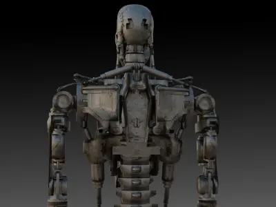 Damaged T-800 Terminator Crawling No Legs 3D Model Low-poly 3D model