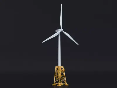 Jacket Wind Turbine 3D model