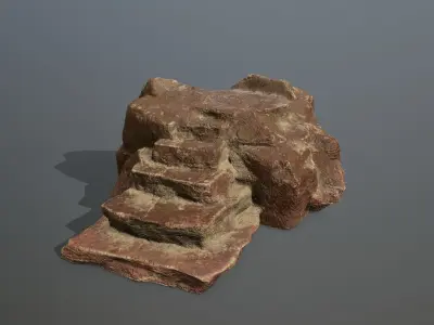 Altar Set rock steps Low-poly 3D model