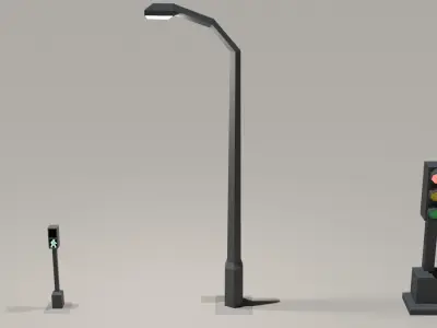 Road Pack Low-poly 3D model