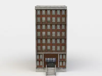 Apartment building Low-poly 3D model