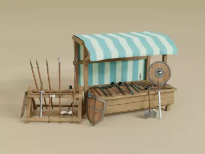 Medieval Market Weapons Low-poly 3D model