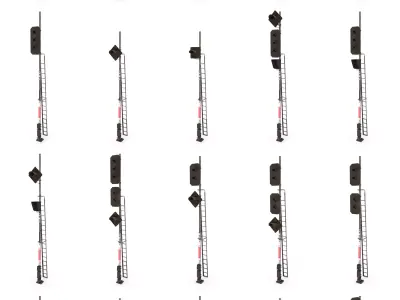 Train Traffic Light Pack 2 Low-poly 3D model