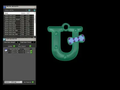 Kids Alphabet U Pendants 3dm STL OBJ FBX Renders Details 3D print model