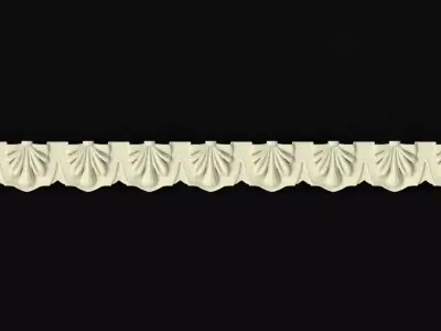 baguette scalloped edge trim - ivory 3D model