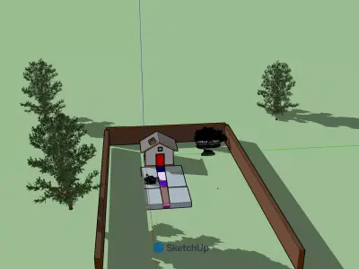 Small Modern House with Yard and Terrace- SketchUp Model 3D model