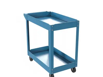 Cart blue painted Low-poly 3D model