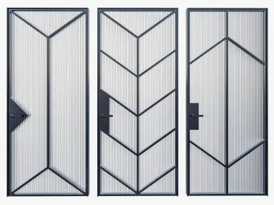 Interior Door Metal Set 02 3D model