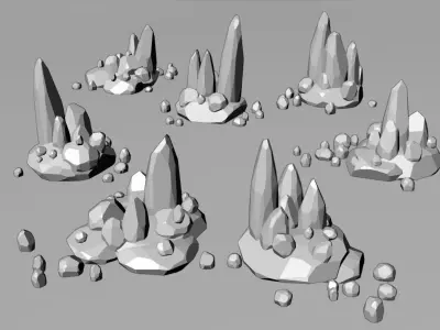 Rock Formations Asset Pack 7 Low Poly Game Ready 2K PBR Models Low-poly 3D model
