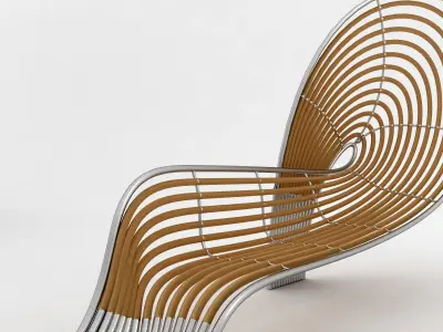 bench lounge chair made of wood and metal 3D model