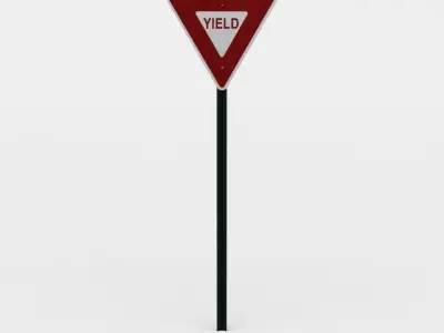 Yield sign Low-poly 3D model