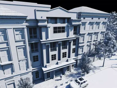 Classic stone facade-Building Classic Facade Element 3D model 5