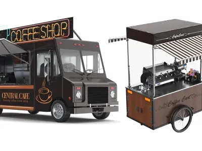 Detailed Coffee Truck And Cart 