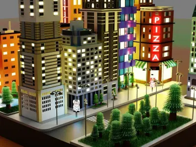 Isometric Megalopolis Low-poly 3D model