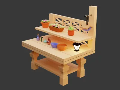 garden table Low-poly 3D model