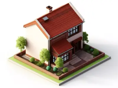 Creative 3D model realistic House Collection Low-poly 3D model