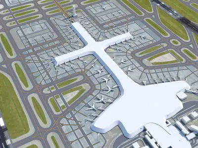 Shenzhen Baoan International Airport 15km Low-poly 3D model