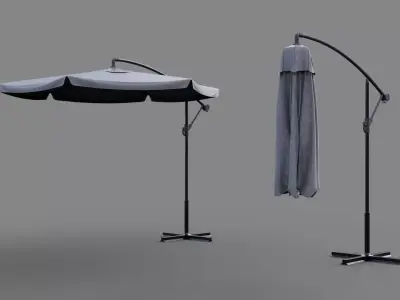 2 x Garden Umbrella Outdoor Parasol 3D model