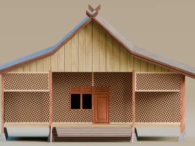 Traditional Houses - Rumah Sunda Capit Gunting Low-poly 3D model
