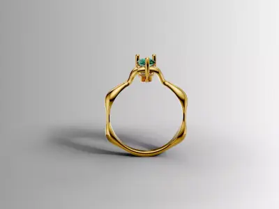 Modern Flow Solitaire Ring 3D print model