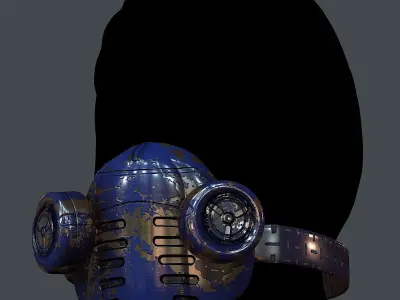 Gas mask helmet 3d model scifi Low-poly  Low-poly 3D model