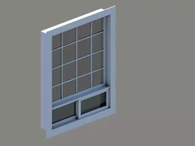  CASEMENT WINDOW  WITH BOTTOM SLIDER  Free low-poly 3D model