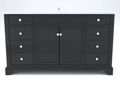 Vanity-004B bathroom vanity with marble top 3D model