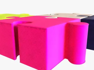 buzzi puzzle kids poufs 3D model