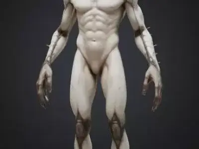 white humanoid creature 3D model