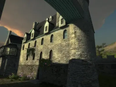 Medieval Castle Village Low-poly 3D model