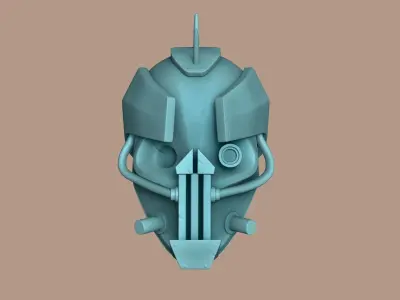Steampunk Robot Helmet - SciFi Character Design Low-poly 3D model