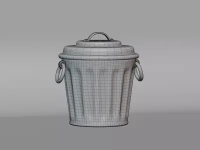 Metal trash can Low-poly 3D model
