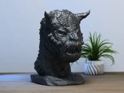 Demon creature Headphone Stand  Cyborg Headset Stand 3D print model