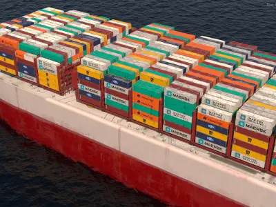  Cargo Ship Loaded with Containers 