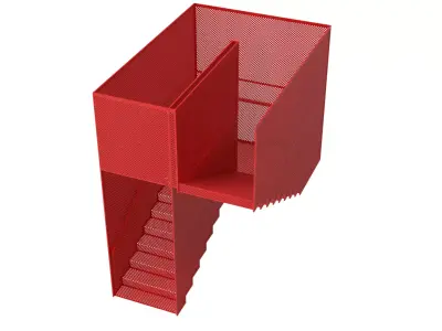 Hanging Red Staircase Low-poly 3D model