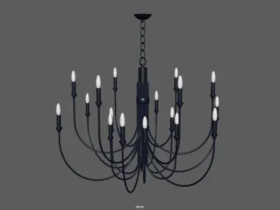 Modern Classic Large Black Chandelier  Low-poly 3D model