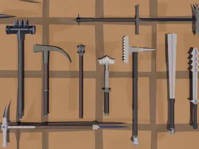 50 Low Poly Bludgeons Low-poly 3D model