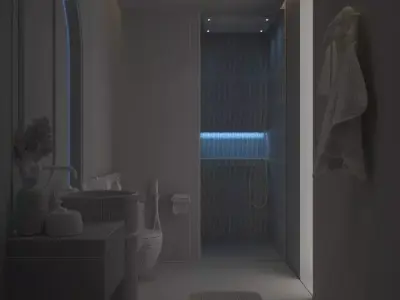 Contemporary Pastel Bathroom   Designer Vanity  3D model