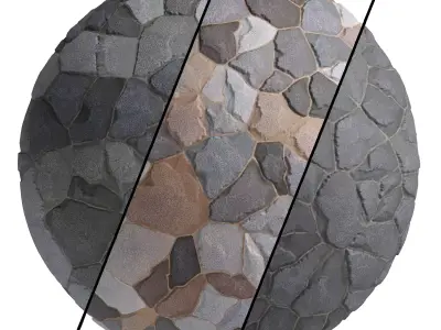 Ston Wall Material 3- By 3 color Pbr By Sbsar 4k Texture