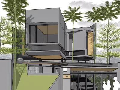 3D Model Modern House Contemporary Cantilever 3D model