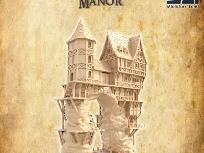 Seaside Cliff Manor Tabletop Terrain 28 MM 3D print model