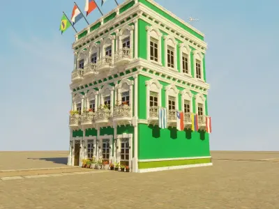 SOUTH AMERICAN BUILDING 004 Low-poly 3D model