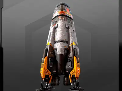 SF Colony Rocket CF4 Low-poly 3D model